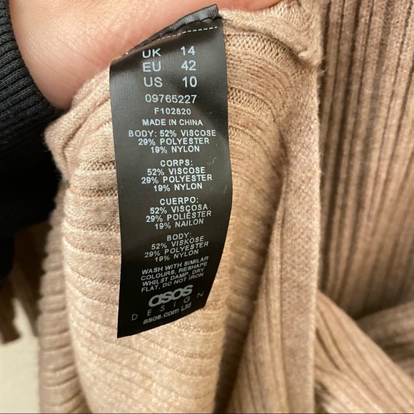 Asos Neutral Ribbed camel tan Maternity Maxi long sleeve dress - Picture 10 of 14